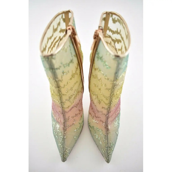 Christian Louboutin Nancy Bootie 100 Multicolor Glitter Mesh Pump Heel Boot 40 - Picture 6 of 12